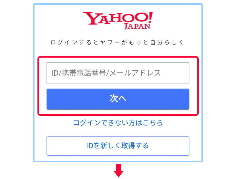 ③Yahoo! JAPANのログイン画面にてご利用中のYahoo! JAPAN IDでログイン